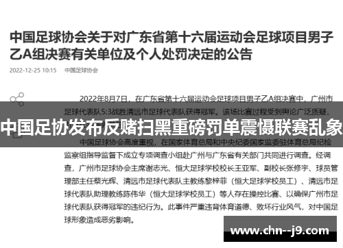 中国足协发布反赌扫黑重磅罚单震慑联赛乱象